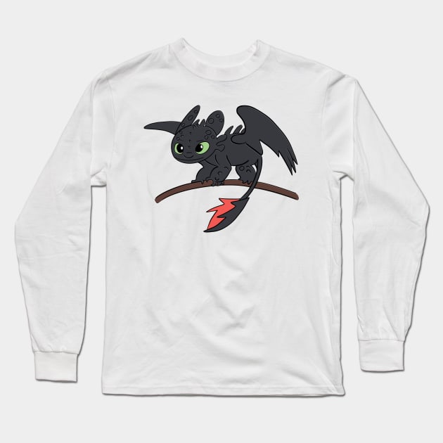 Dragon Toothless 3d How to train your dragon, chibi night fury, night light Long Sleeve T-Shirt by PrimeStore